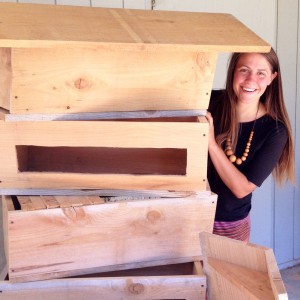 Katie with Top Bar Hives